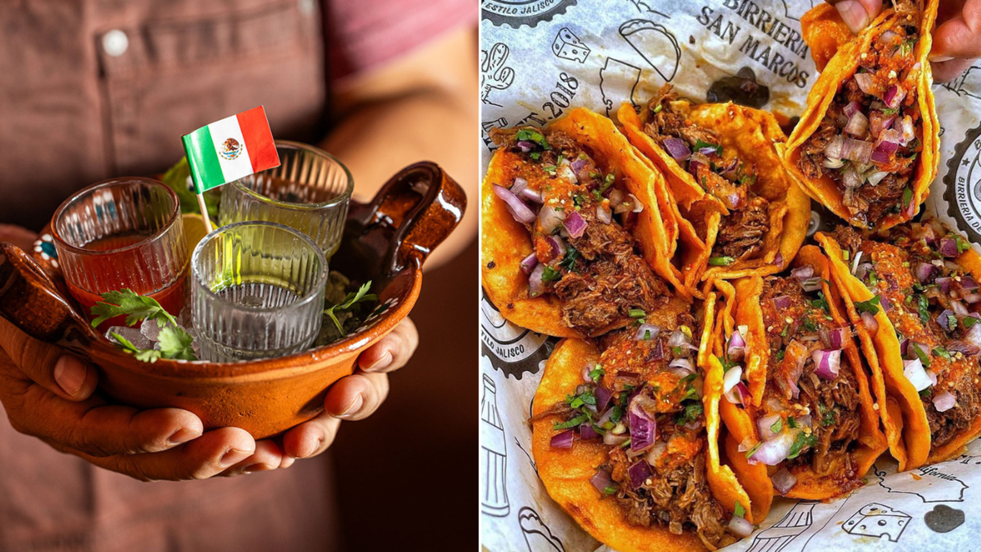 Mexican drinks and food