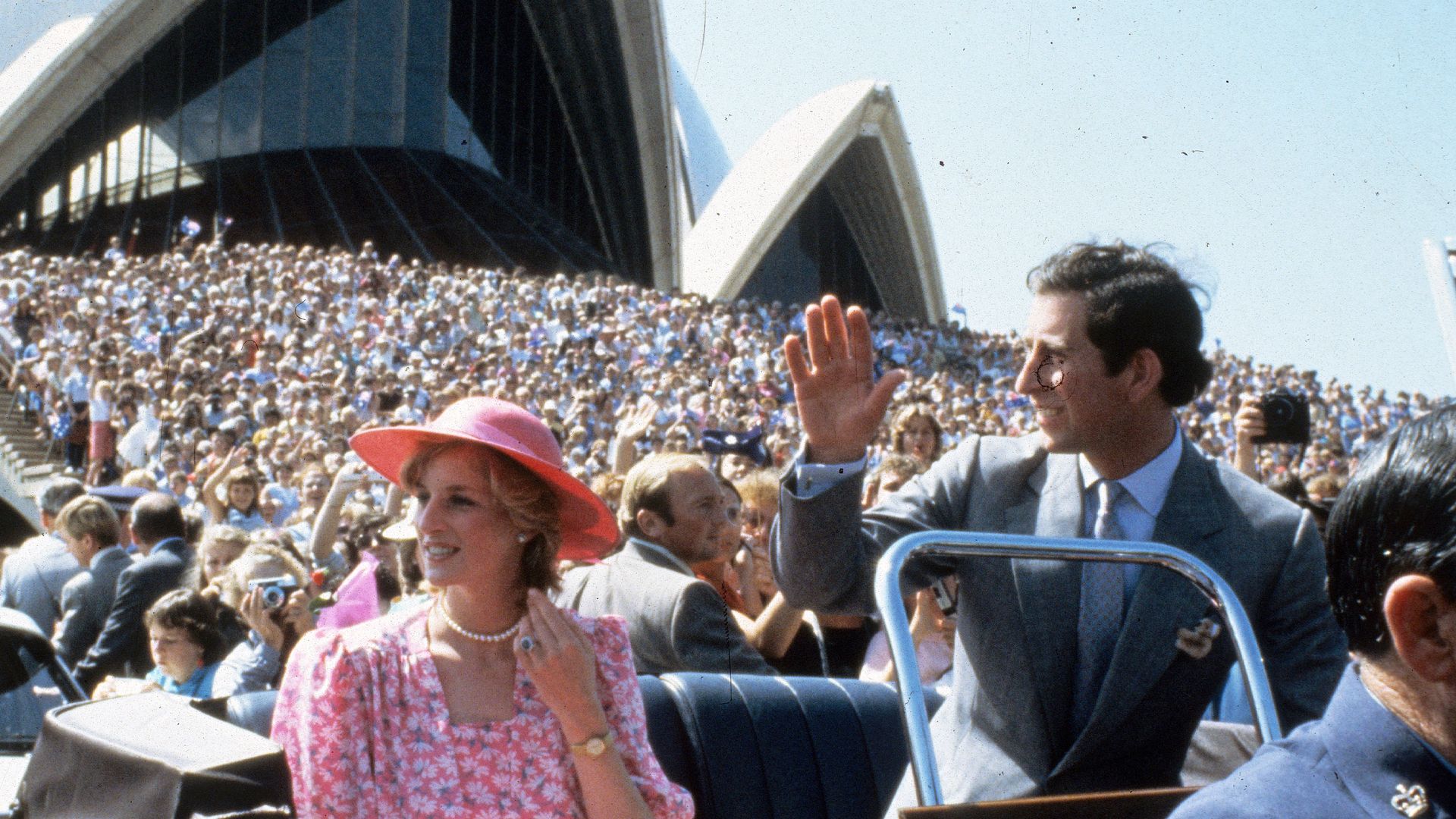 SYDNEY, AUSTRALIA - MARCH 28: Prince Charles and Princess Diana arriving in Australia for their tour in 1983