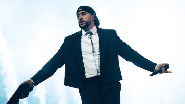 Bad Bunny performing in San Francisco on a stop of his Most Wanted tour