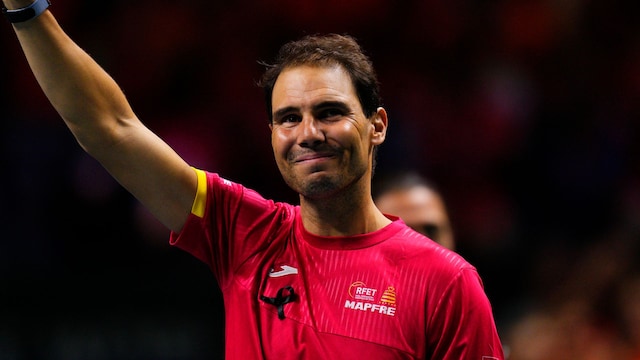 Rafa Nadal playing his last professional match