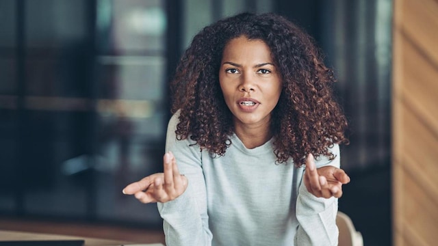 Portrait of a serious African descent businesswoman