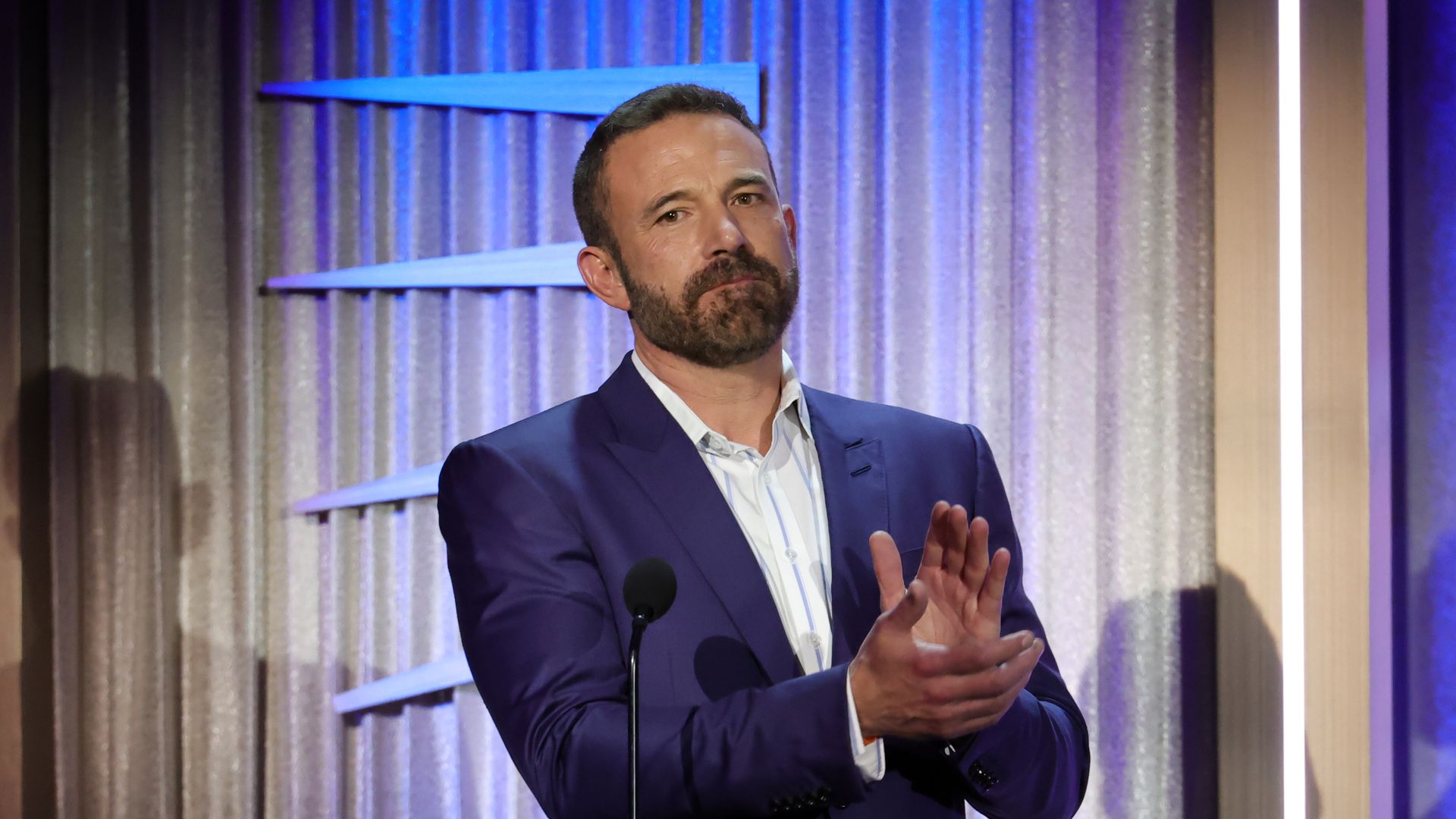 BEVERLY HILLS, CALIFORNIA - MAY 31: Ben Affleck speaks onstage during the 86th Annual Peabody Awards at Beverly Wilshire, A Four Seasons Hotel on May 31, 2026 in Beverly Hills, California. (Photo by Kevin Winter/Getty Images)