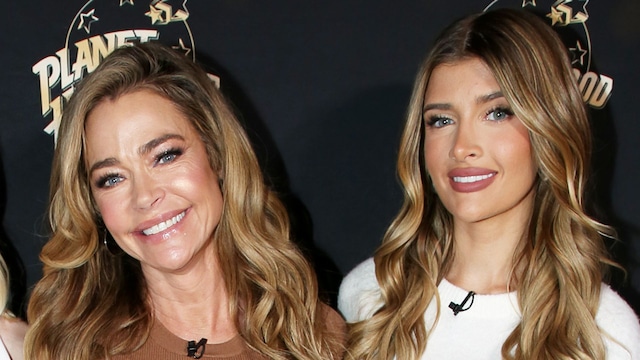 Lola Sheen, Denise Richards and Sami Sheen pose as they promote their new show "Denise Richards and Her Wild Things" at Planet Hollywood Times Square on February 26, 2025 in New York City. (Photo by Bruce Glikas/Getty Images)