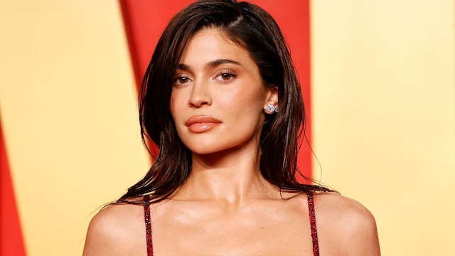 Kylie Jenner turns heads in ultra-tight latex minidress and nude heels