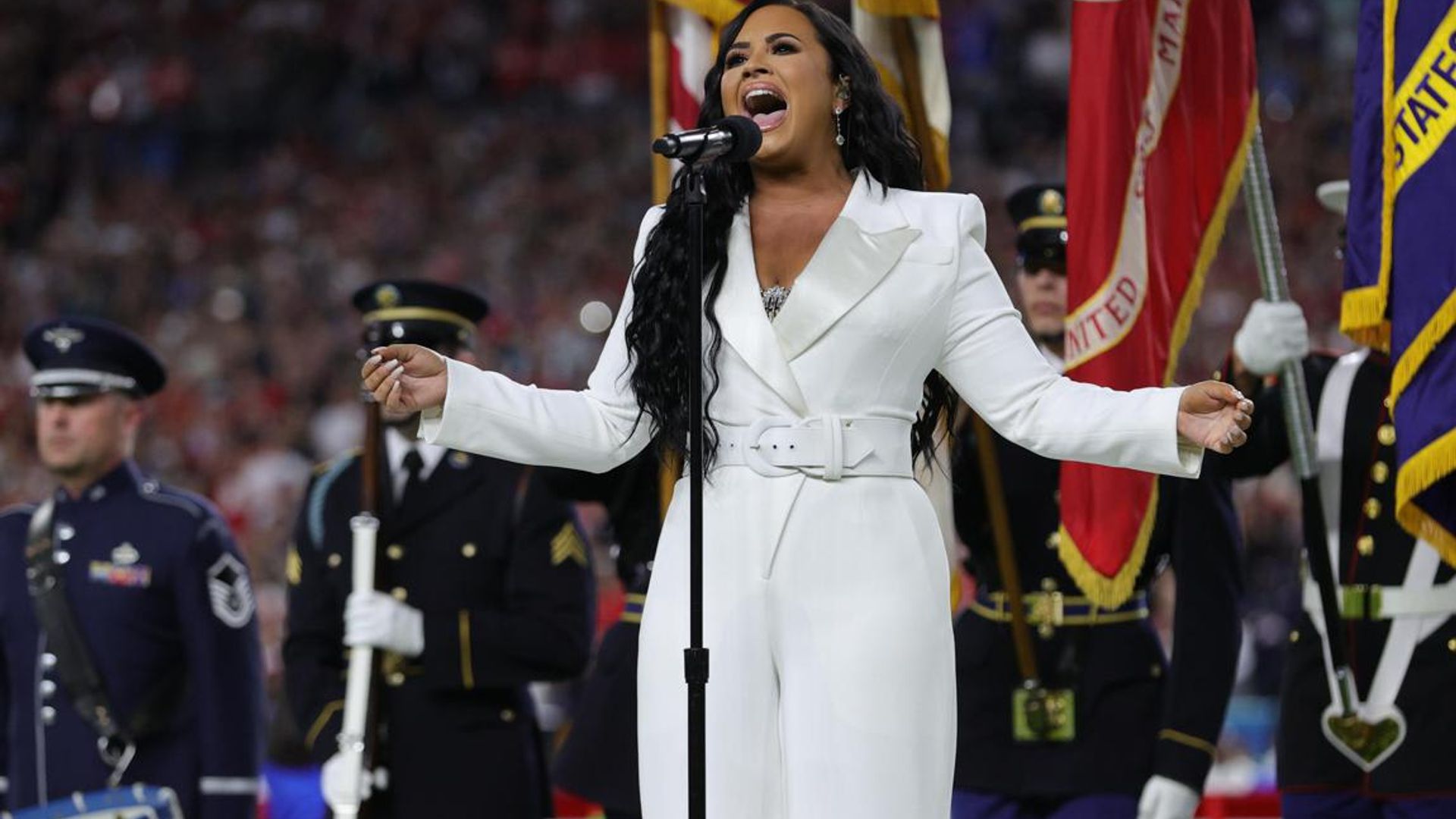 Demi Lovato lives her dream as she performs the National Anthem at the Super Bowl