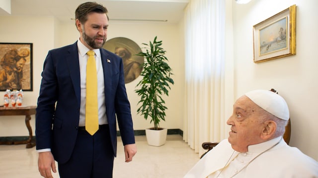 Pope Francis  meets with U.S. Vice President JD Vance on April 20, 2025 in Vatican City