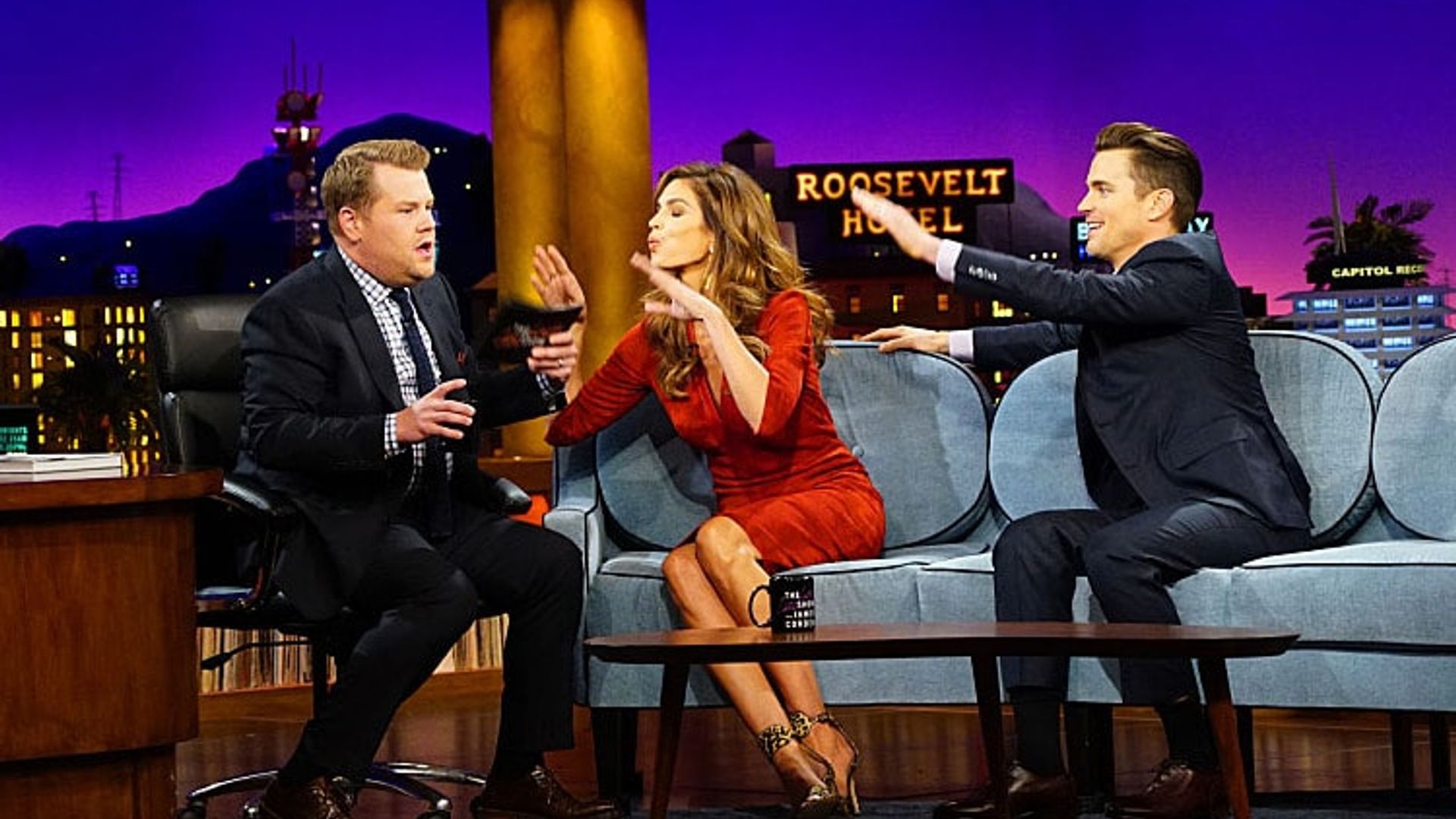 Cindy Crawford and Matt Bomer are too beautiful for James Corden: Video