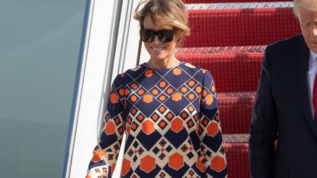 Melania Trump arrives in Palm Beach wearing $3,700 dress