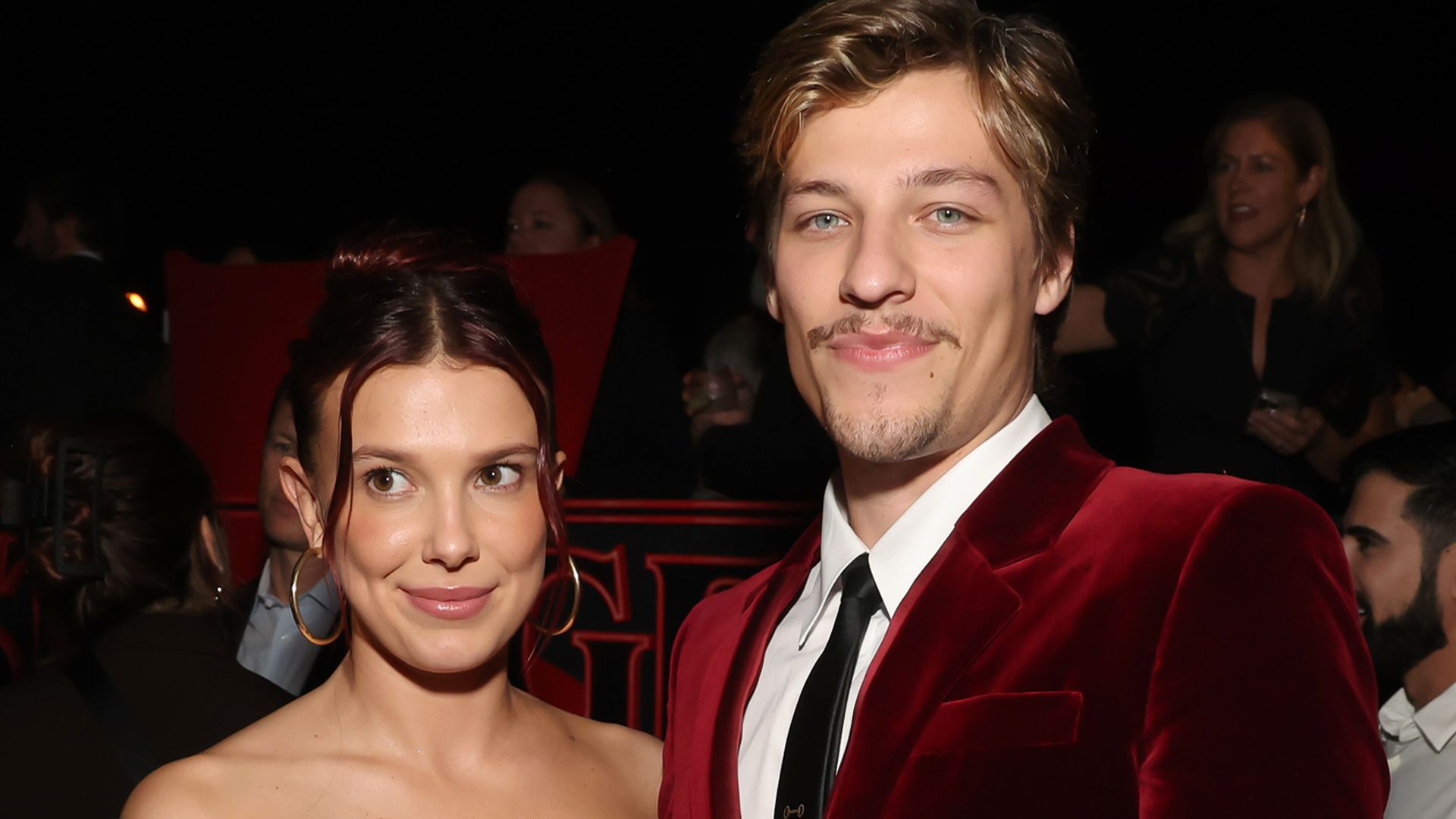 Millie Bobby Brown and Jake Bongiovi at "Stranger Things" Season 5 World Premiere on November 06, 2025 in Hollywood