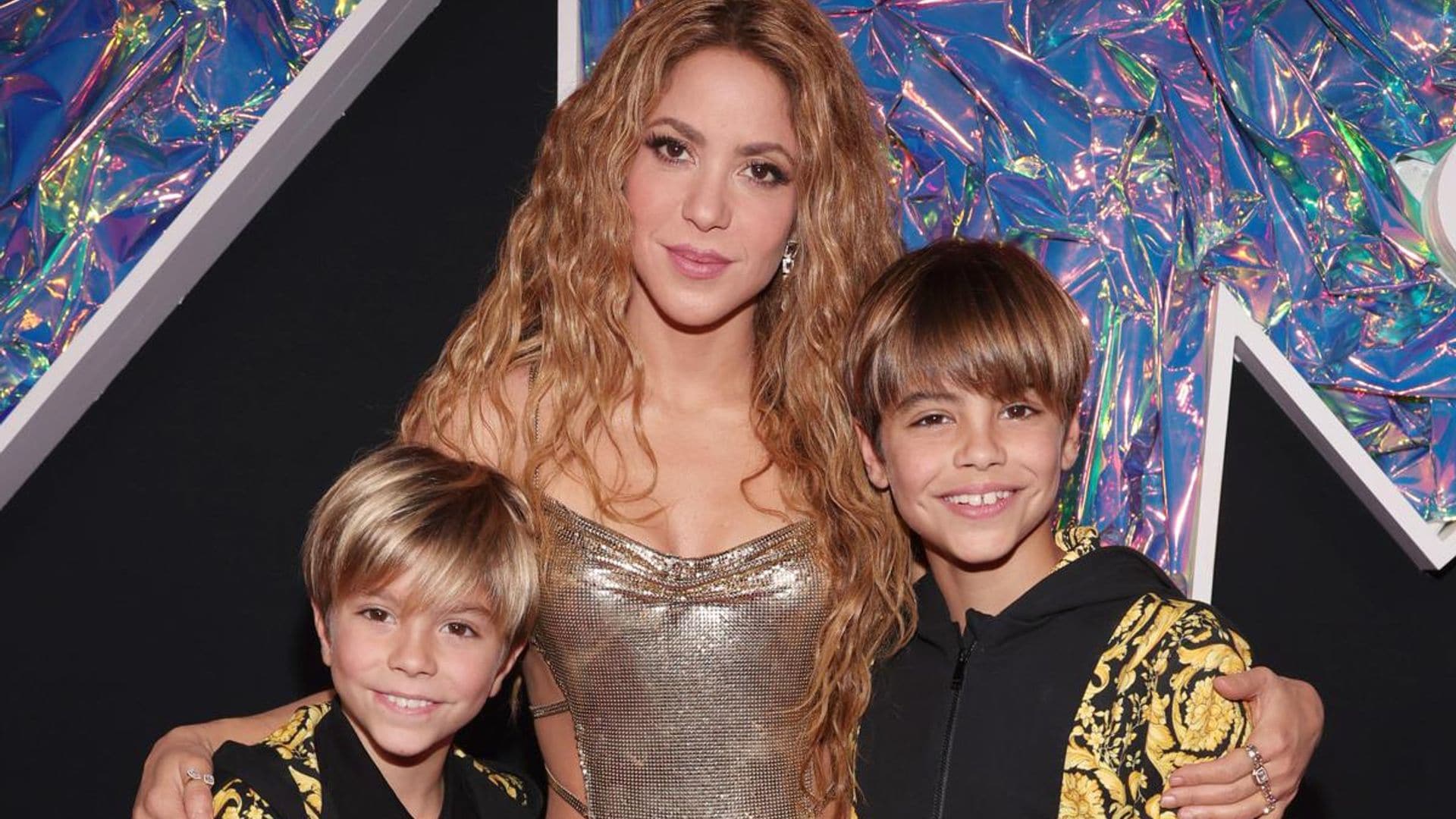Shakira and her sons Sasha and Milan stun at the VMAs in matching Versace