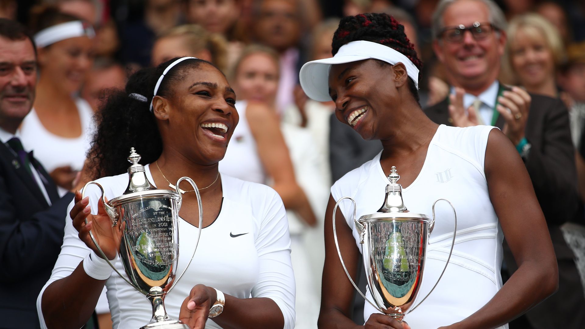 Serena and Venus Williams at the 2016 Wimbledon finals