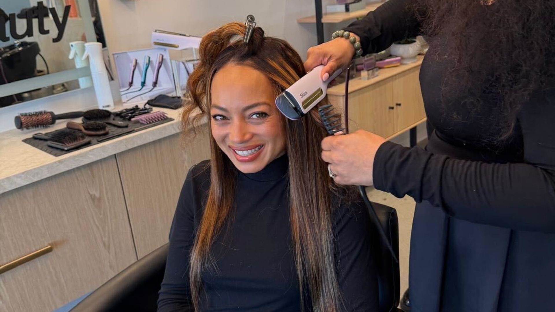 Celebrity beauty expert Jamie Harper tests Shark’s SilkiPro Straight gets glass-sleek hair in minutes