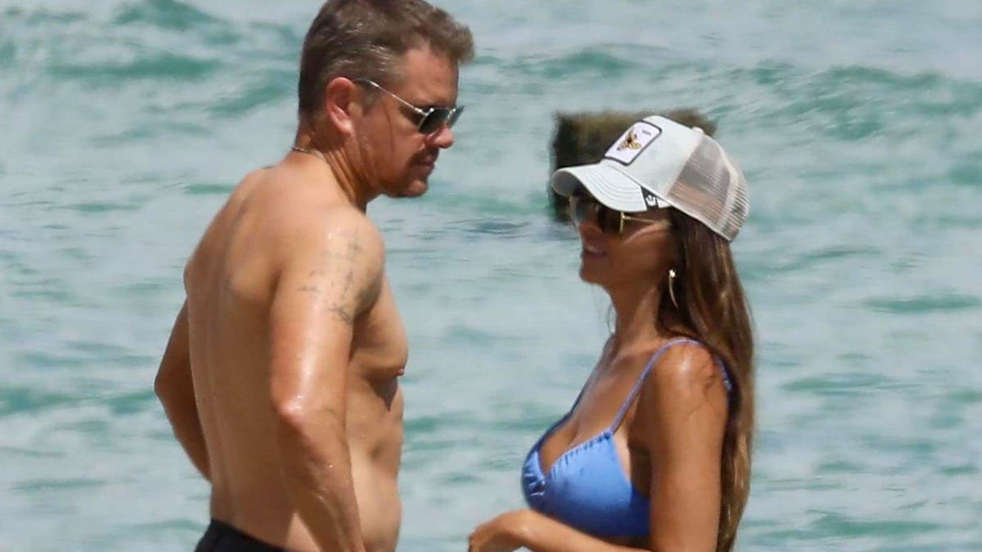 Matt Damon and Luciana Barroso look fit in Miami Beach