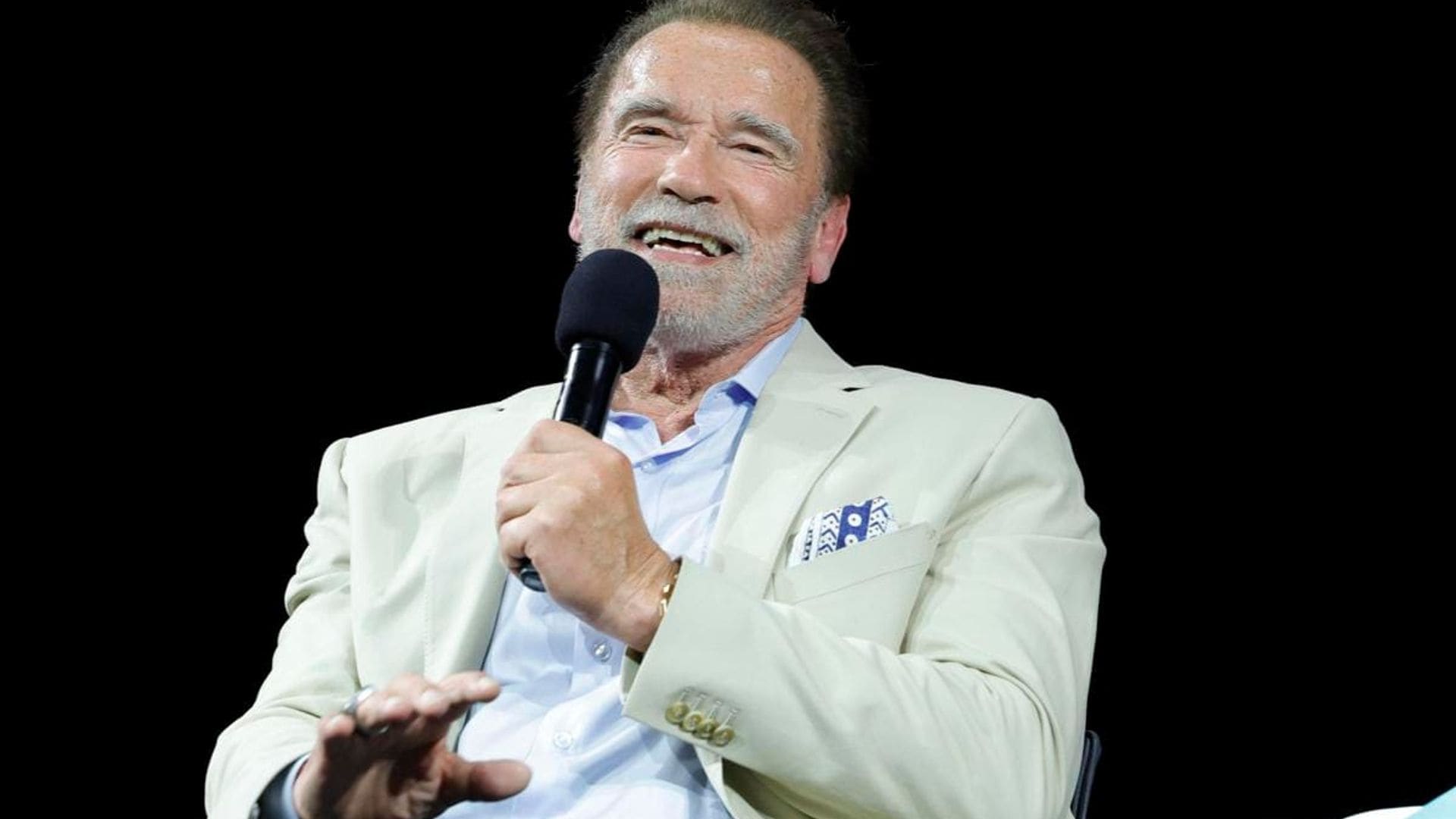 Arnold Schwarzenegger gives us a pet update, featuring his donkey, pig and dog