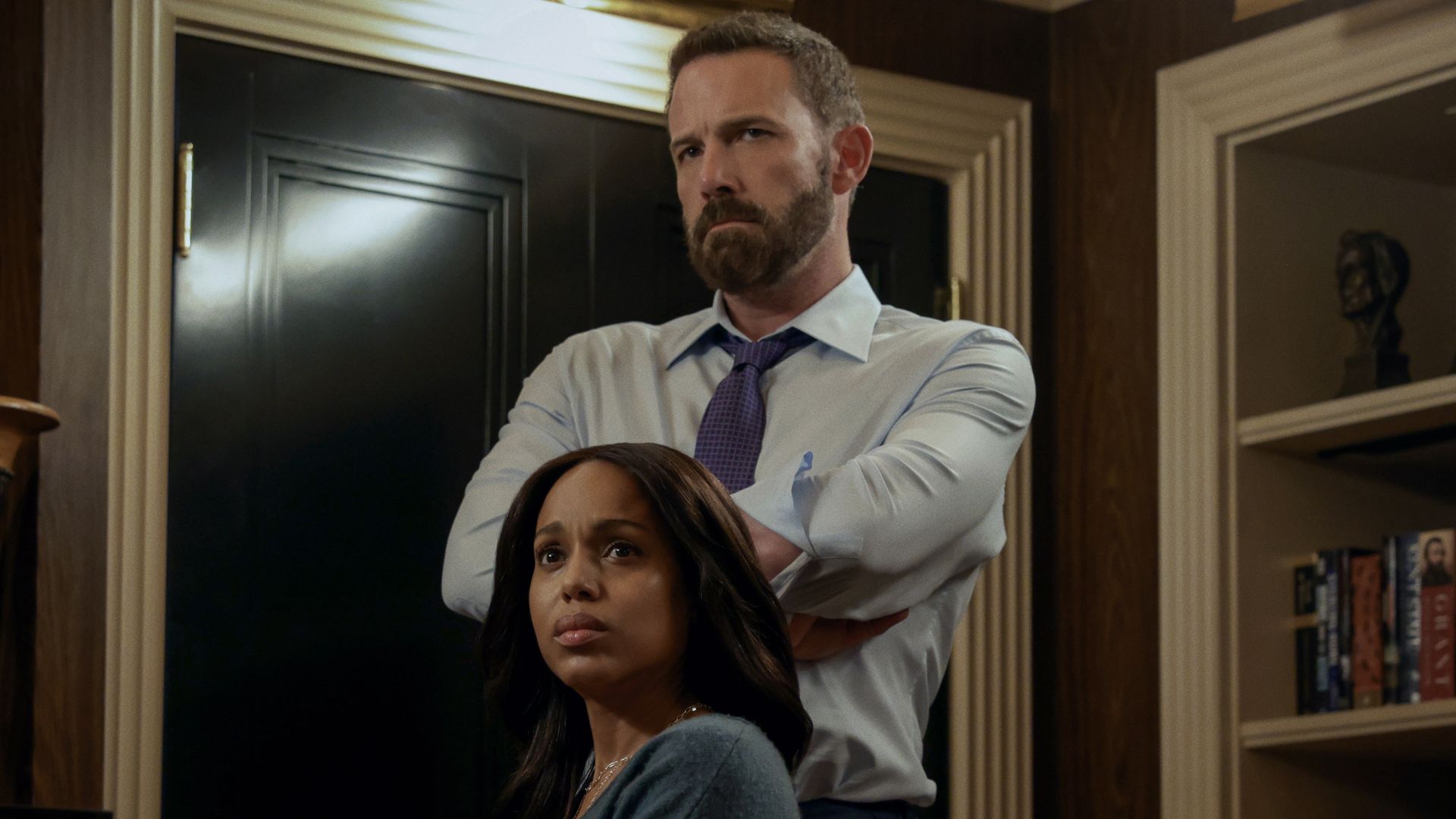 ANIMALS. (L to R) Kerry Washington as Abigail and Ben Affleck as Mark in Animals. Cr. Warrick Page/Netflix © 2026.