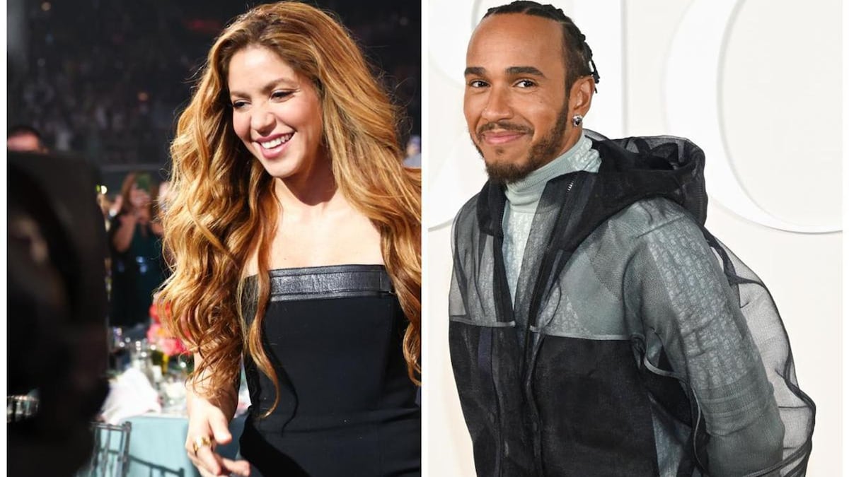 Shakira and Lewis Hamilton were all smiles crossing paths in Miami