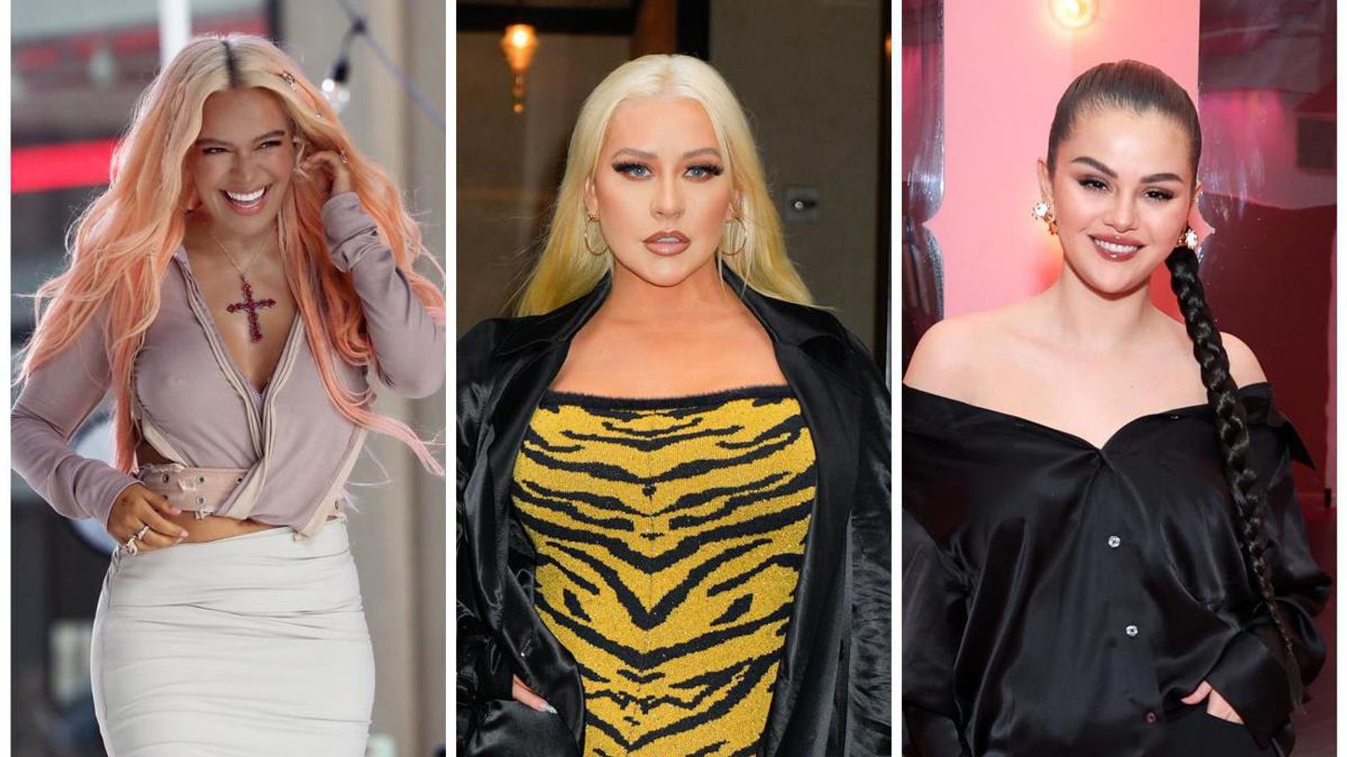 Christina Aguilera hugs Selena Gomez and Karol G: ‘Love these girls’