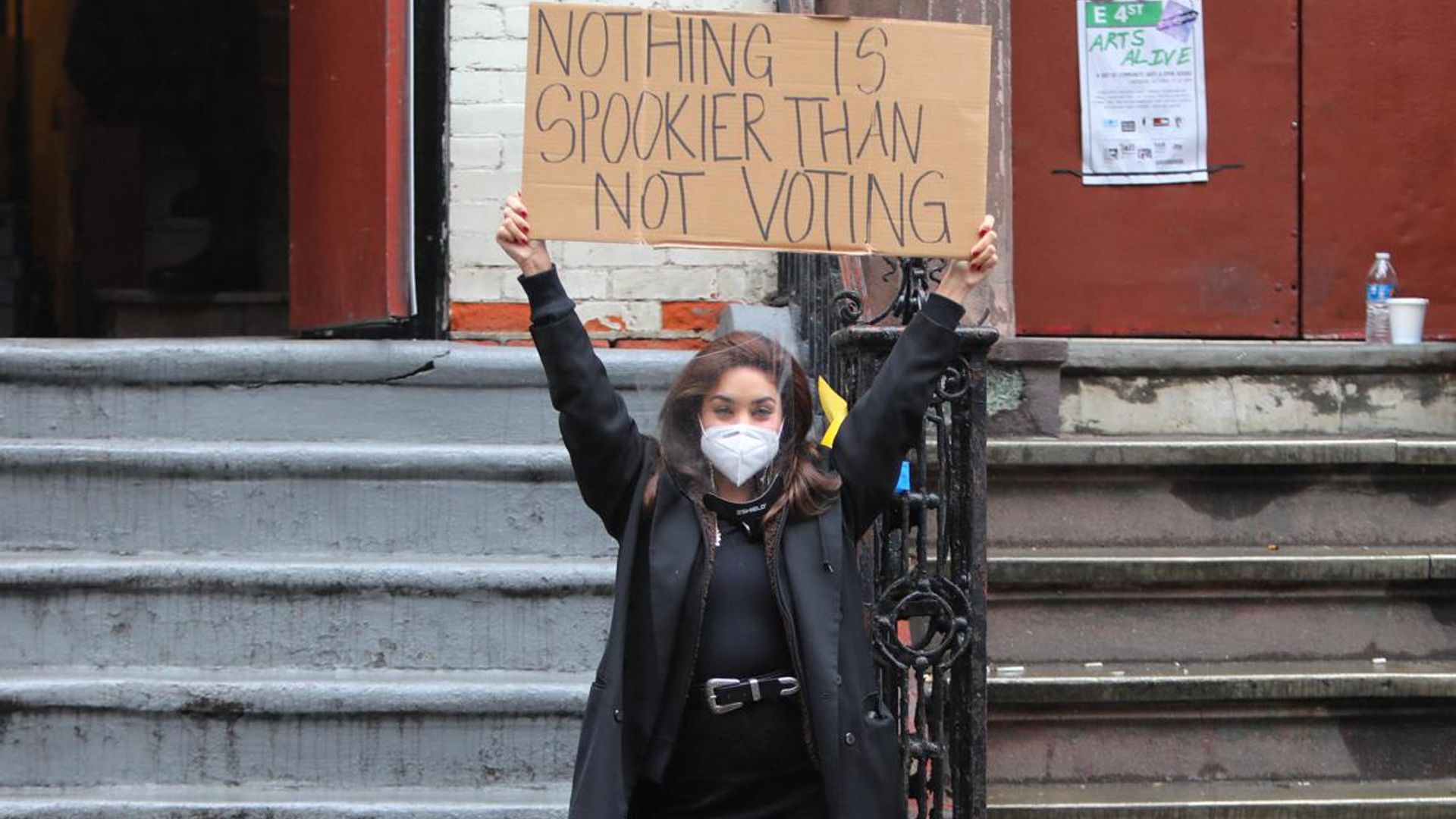 Vanessa Hudgens delivers voting message from the set of her new movie in NYC