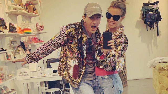 Antonio Banderas and girlfriend Nicole Kimpel dressed iin fun prints
