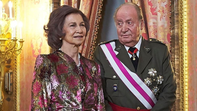 Queen Sofia seen out in public for the first time after husband leaves country