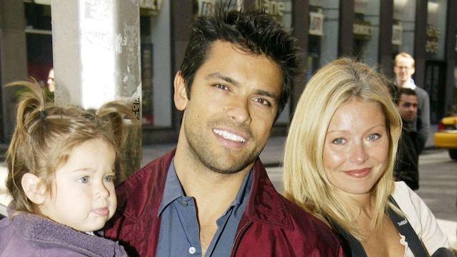  Lola and Mark Consuelos with wife Kelly Ripa and sons Joaquin and Michael arrive at the Opening Night for "A Year With Frog and Toad" at The Cort Theatre April13, 2003 in New York. (Photo by Bruce Glikas/Getty Images)