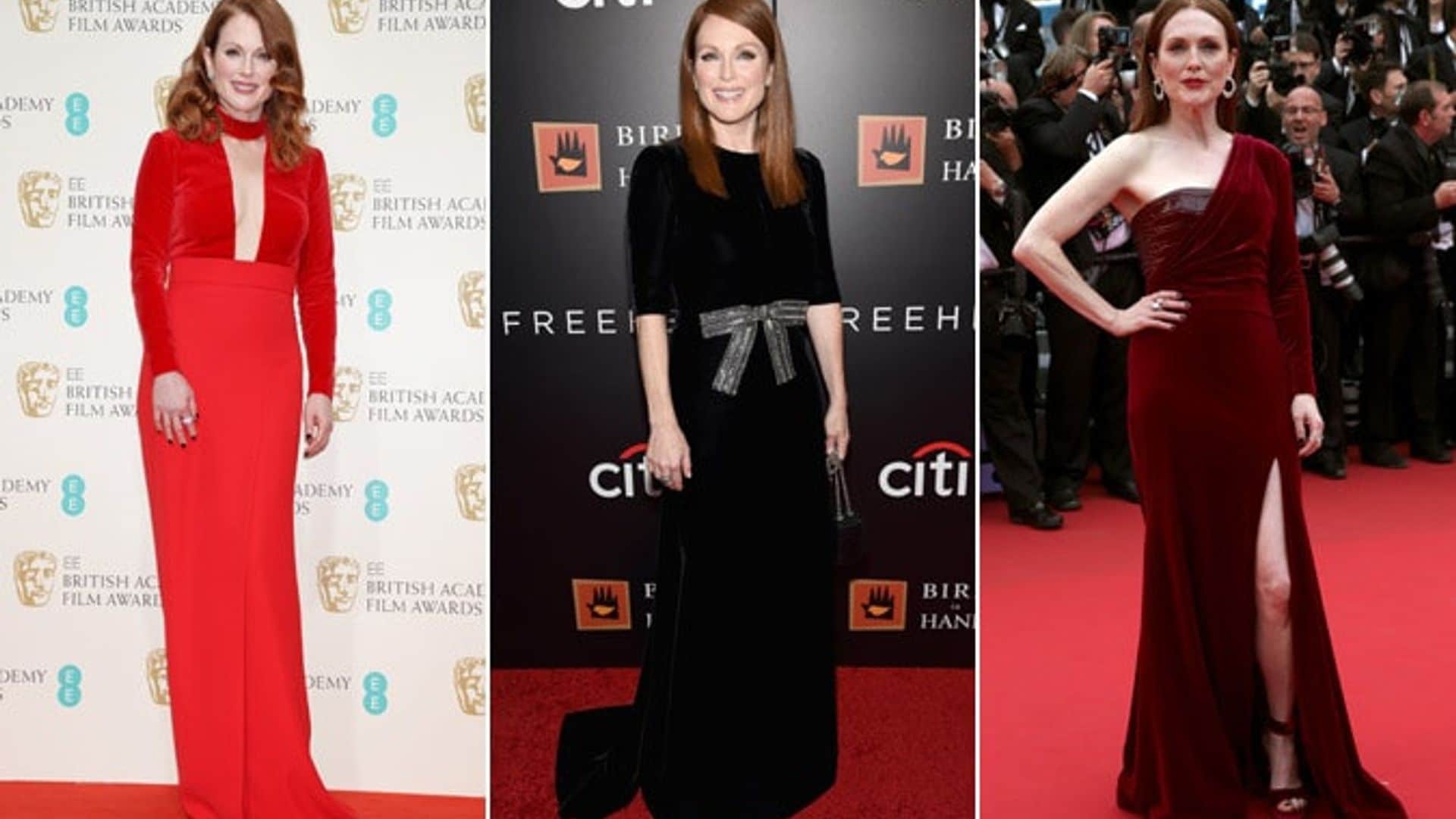 Julianne Moore, Khloé Kardashian and more stars wearing velvet this season