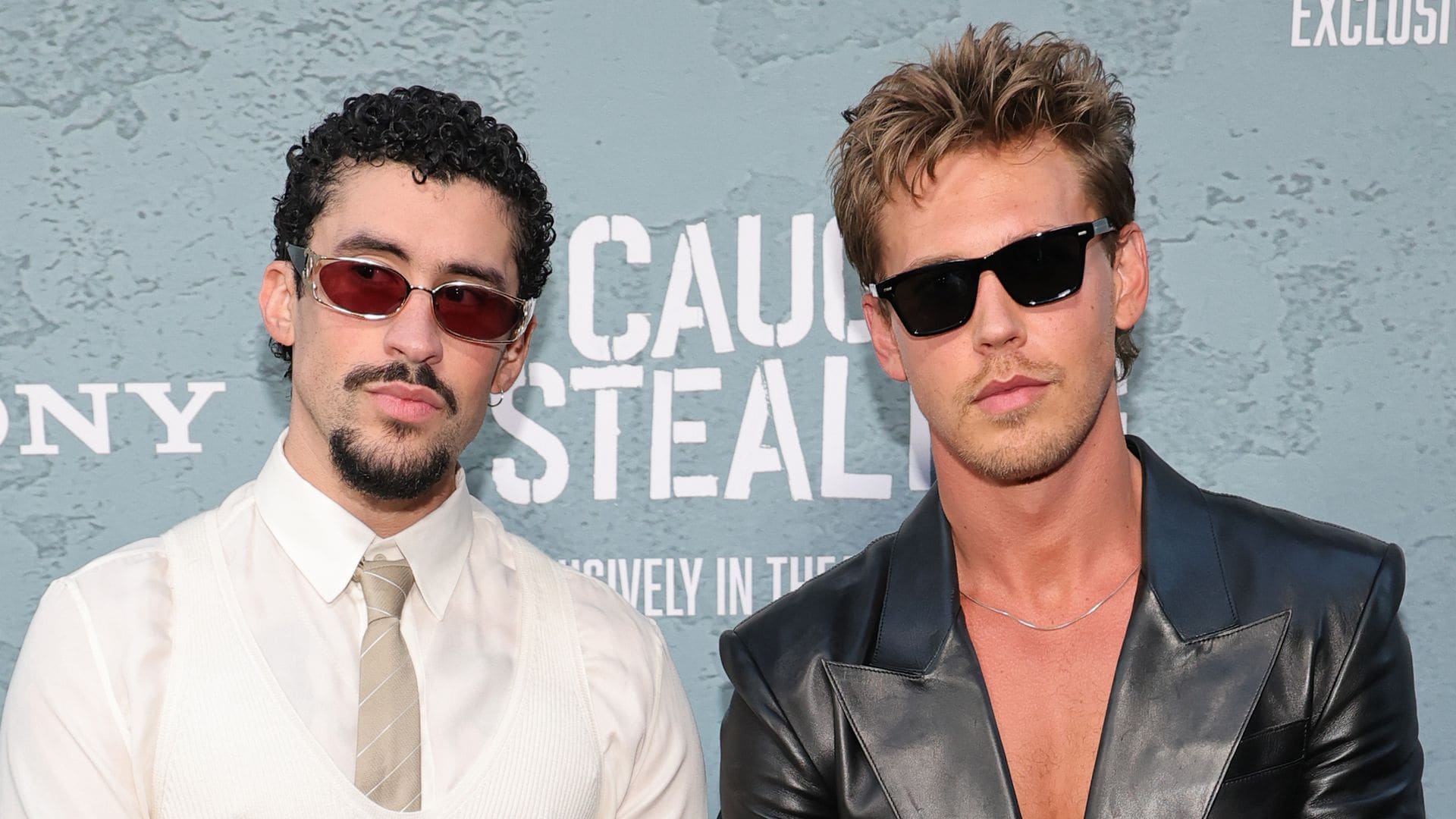 Bad Bunny, Zoe Kravitz, and Austin Butler are black-and-white magic at 'Caught Stealing' premiere