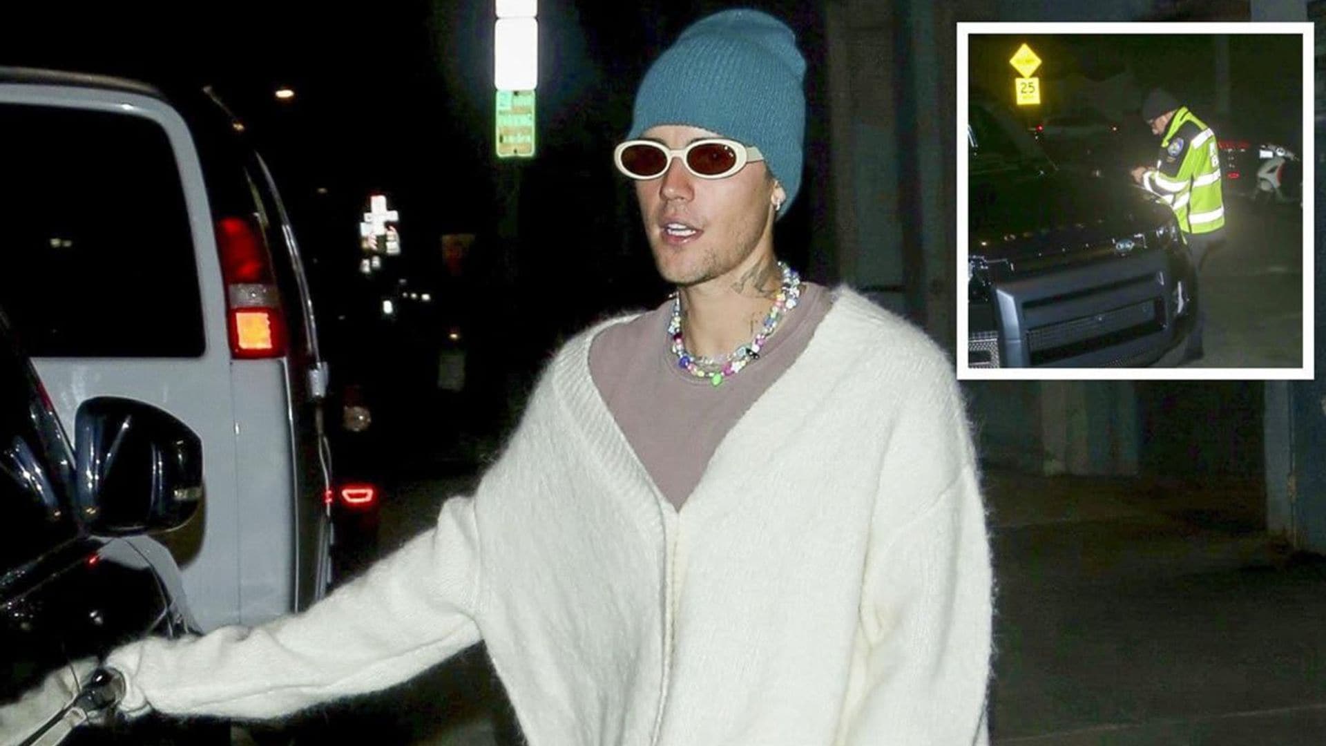 Justin Bieber goes to church in an extremely oversized outfit and gets a parking ticket