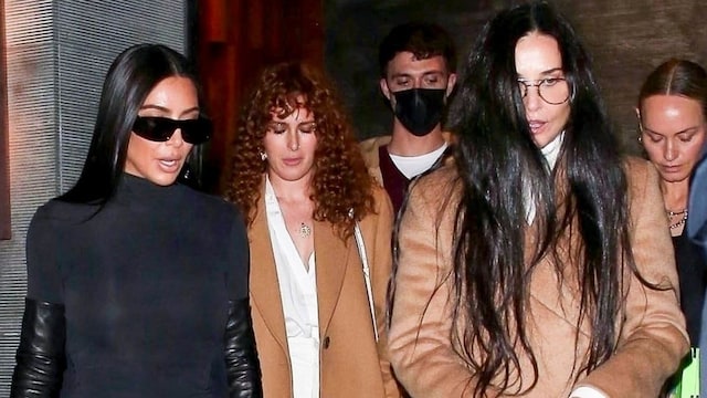 Good friends Kim Kardashian West and Demi Moore step out for dinner with Rumer Willis