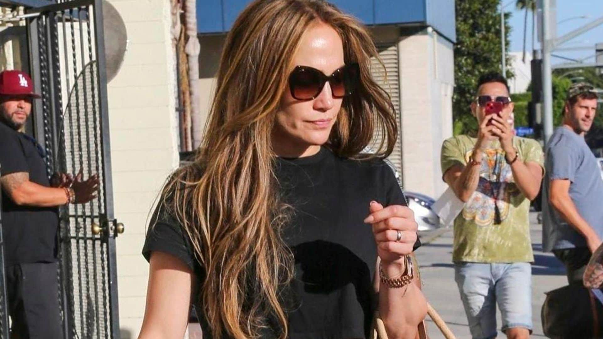 Jennifer Lopez steps out in stilettos and mini skirt ahead of Ben Affleck’s 50th birthday