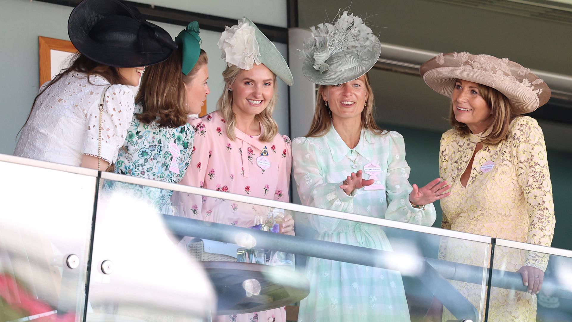 ASCOT, ENGLAND - JUNE 18: (from second left - right) Lady Laura Meade, Lucy van Straubenzee, Alizee Middleton and Carole Middleton attend day two of Royal Ascot at Ascot Racecourse on June 18, 2025 in Ascot, England.  (Photo by Chris Jackson/Getty Images)