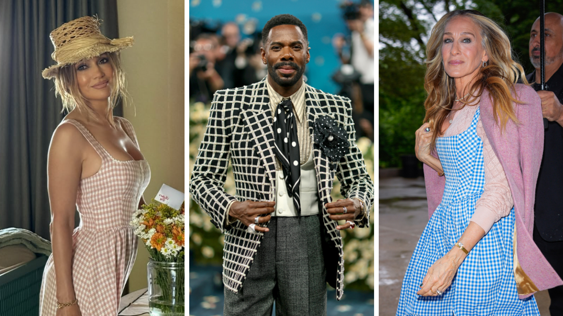 jennifer lopez's gingham dress inspires affordable summer fashion Jennifer Lopez, Colman Domingo, and Sarah Jessica Parker revived the Gingham  print this Spring/Summer