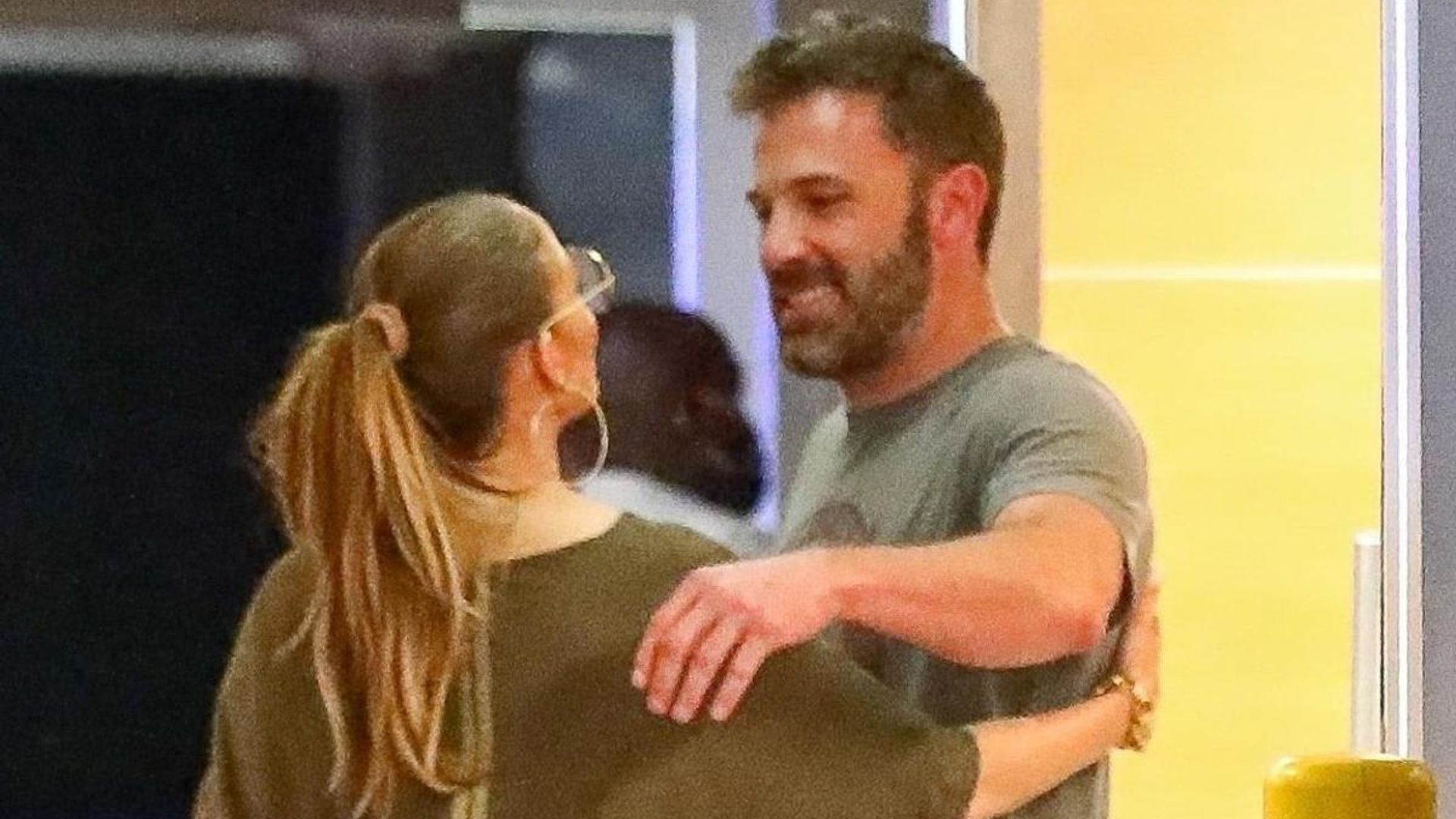 Jennifer Lopez and Ben Affleck share a kiss outside the Soho House in West Hollywood