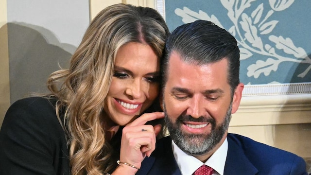 Donald Trump Jr and Bettina Anderson at Donald Trump's address to joint session of Congress