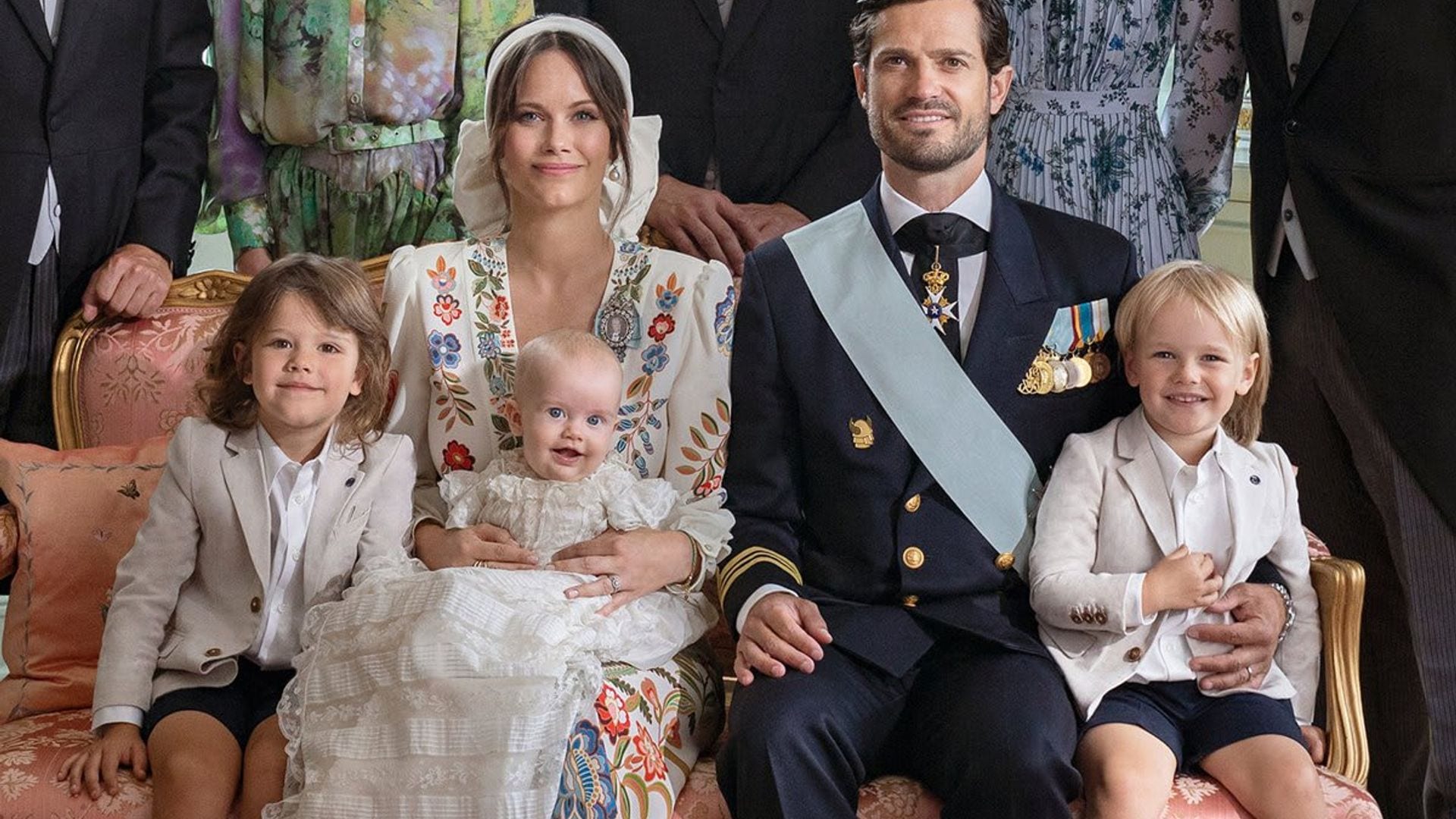 Prince Julian is a happy baby smiling in official christening portraits