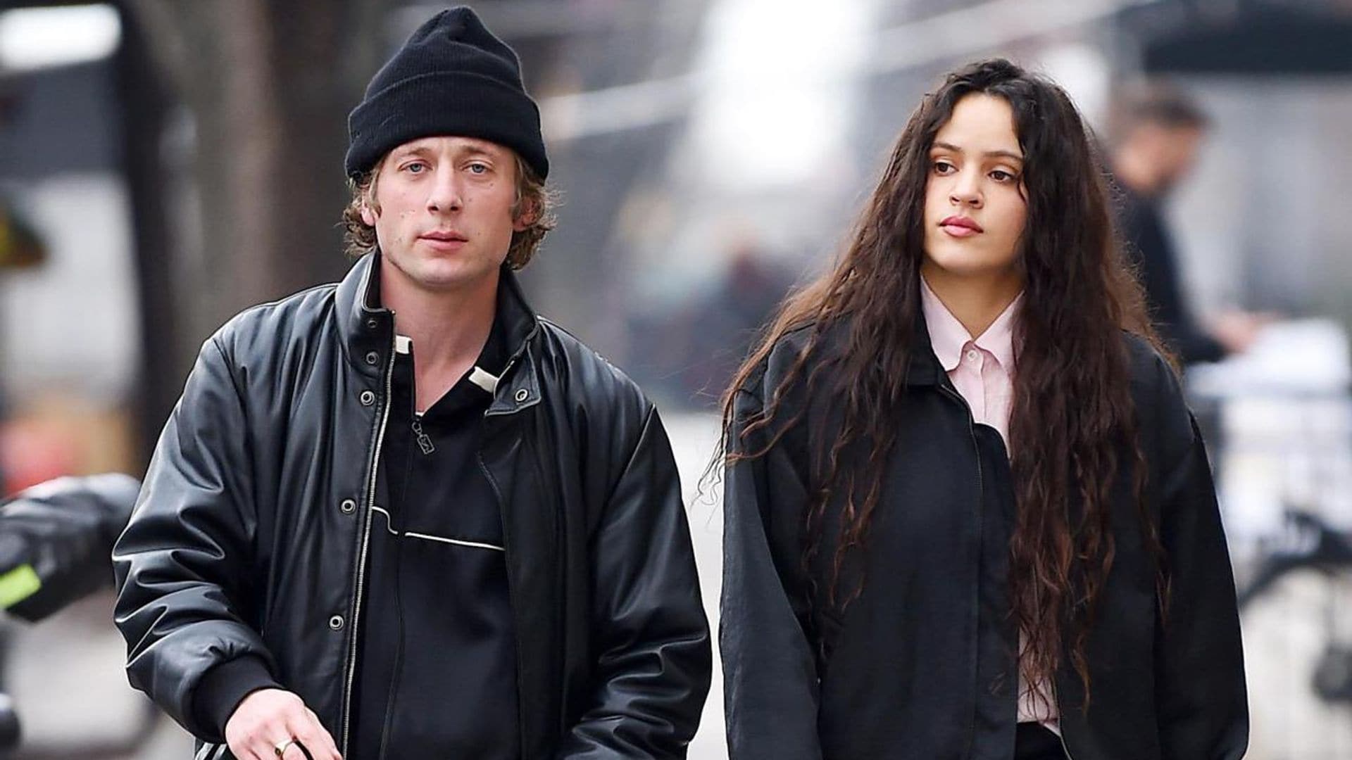 Rosalia and Jeremy Allen White coordinate retro and stylish outfit