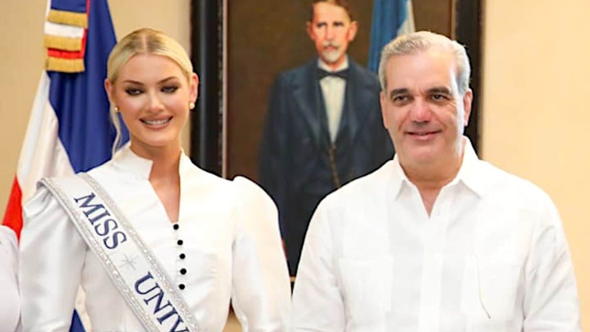 President Luis Abinader and Vice President Raquel Peña welcomed Miss Universe 2024, María Victoria Kjær, and Miss Dominican Republic, Jennifer Ventura