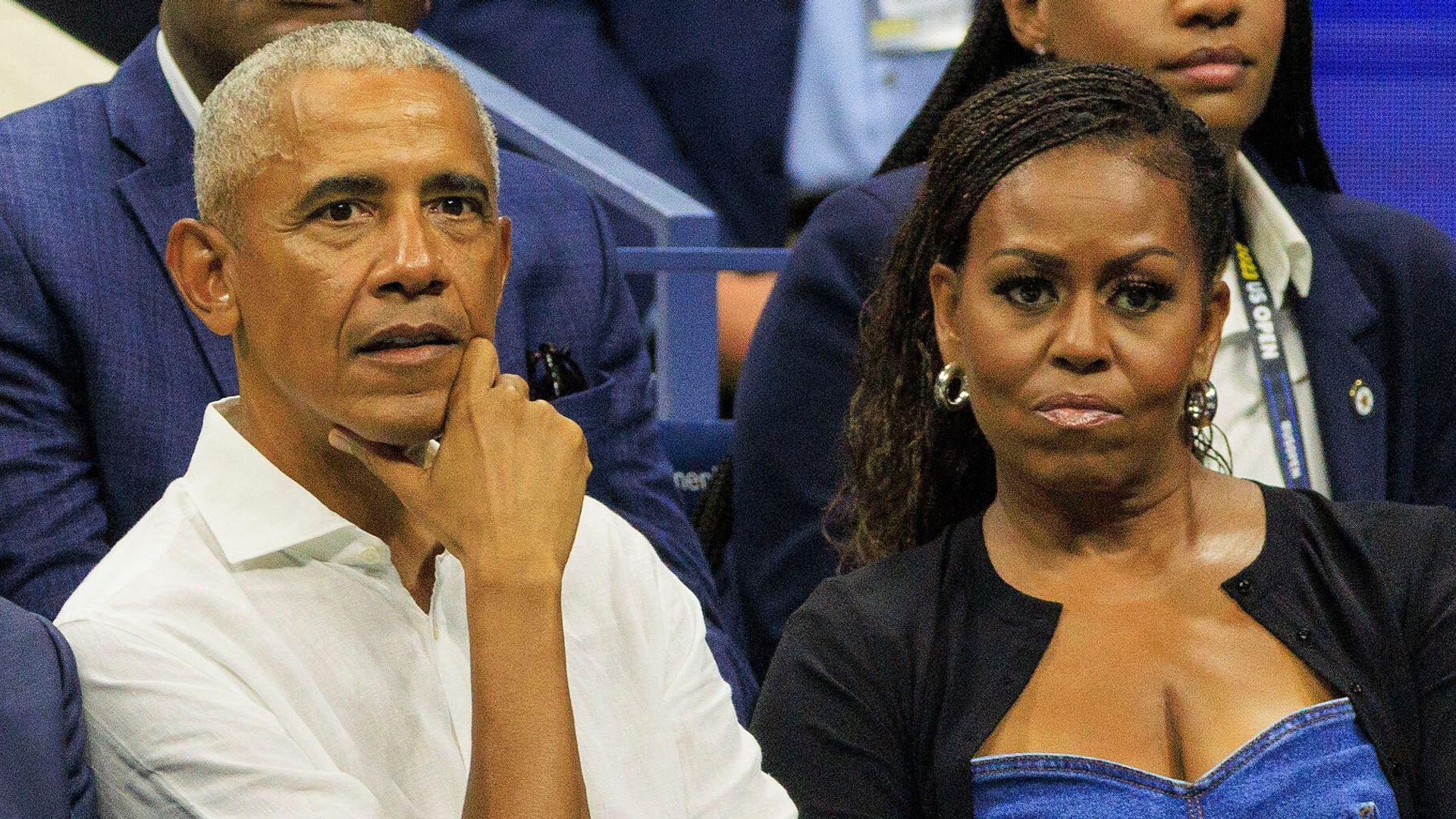 August 28, 2023, Flushing Meadows, New York, USA: President Barack Obama and Michelle Obama attend Day 1 of the 2023 US Open held at the USTA Billie Jean King National Tennis Center on Monday August 28, 2023 in the Flushing neighborhood of the Queens borough of N ew York City. JAVIER ROJAS/PI (Credit Image: © PI via ZUMA Press Wire)