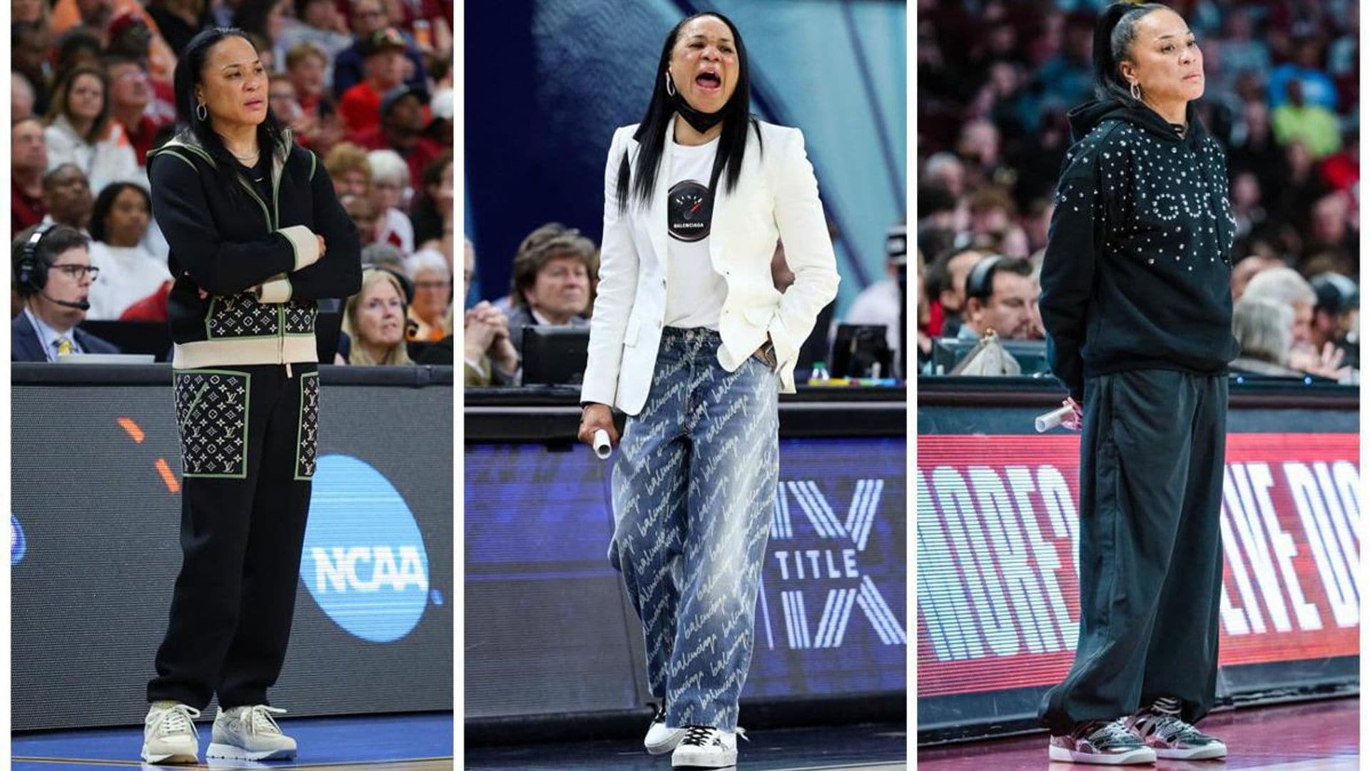 Dawn Staley makes fashion statement on the sidelines during March Madness