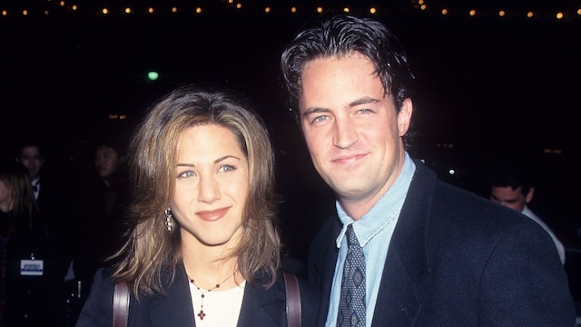 CENTURY CITY, CA - JANUARY 23:   Actress Jennifer Aniston and actor Matthew Perry attend the Screening of the NBC Original Movie "Serving in Silence: The Margarethe Cammermeyer Story" on January 23, 1995 at the Cineplex Odeon Century Plaza Cinemas in Century City, California. (Photo by Ron Galella, Ltd./Ron Galella Collection via Getty Images)  