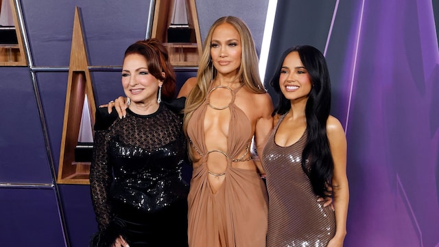Gloria Estefan, Jennifer Lopez, and Becky G attend the 2025 American Music Awards Winner's Walk on May 26, 2025 in Las Vegas, Nevada. (Photo by Taylor Hill/Getty Images)