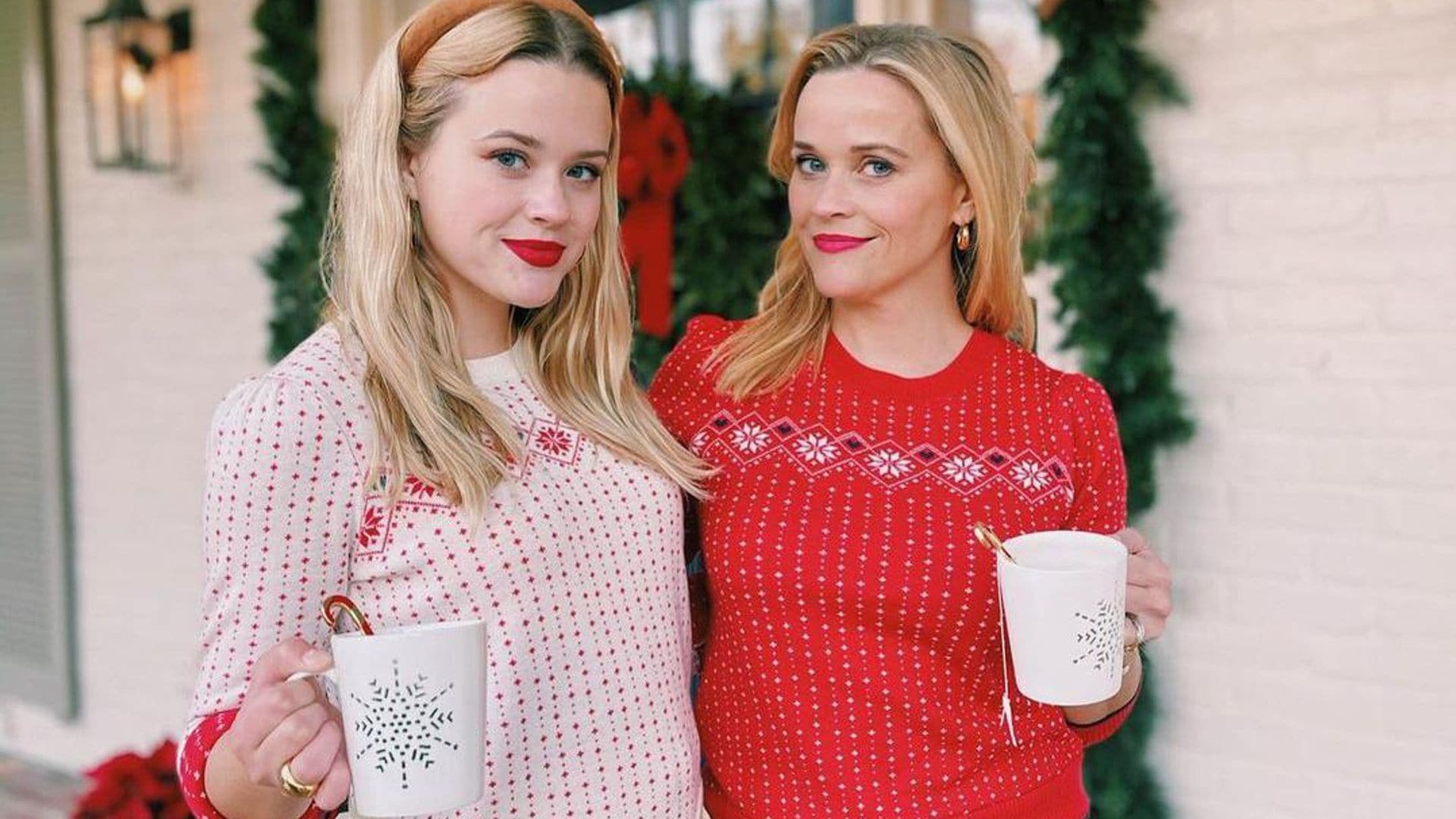 Reese Witherspoon had to her beg her daughter to take this holiday picture