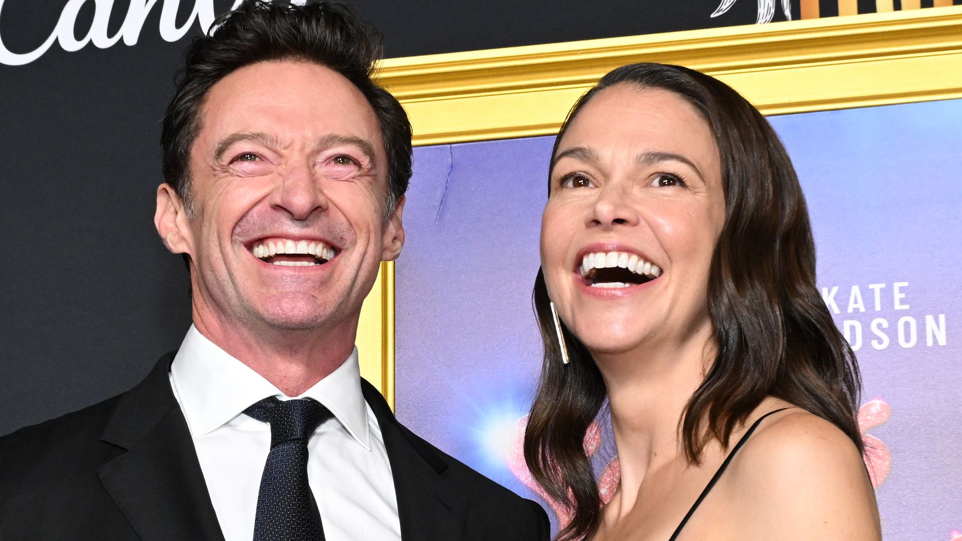 Hugh Jackman and Sutton Foster at the AFI Fest 2025 Closing Night Premiere of "Song Sung Blue" held at the TCL Chinese Theatre on October 26, 2025 in Los Angeles, California. (Photo by Gilbert Flores/Variety via Getty Images) 