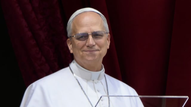  Pope Leo XIV gives a speech from the Central Lodge balcony in St. Peter's Square. Pope Leo XIV, who once served as bishop of the Diocese of Chiclayo in Peru, 
