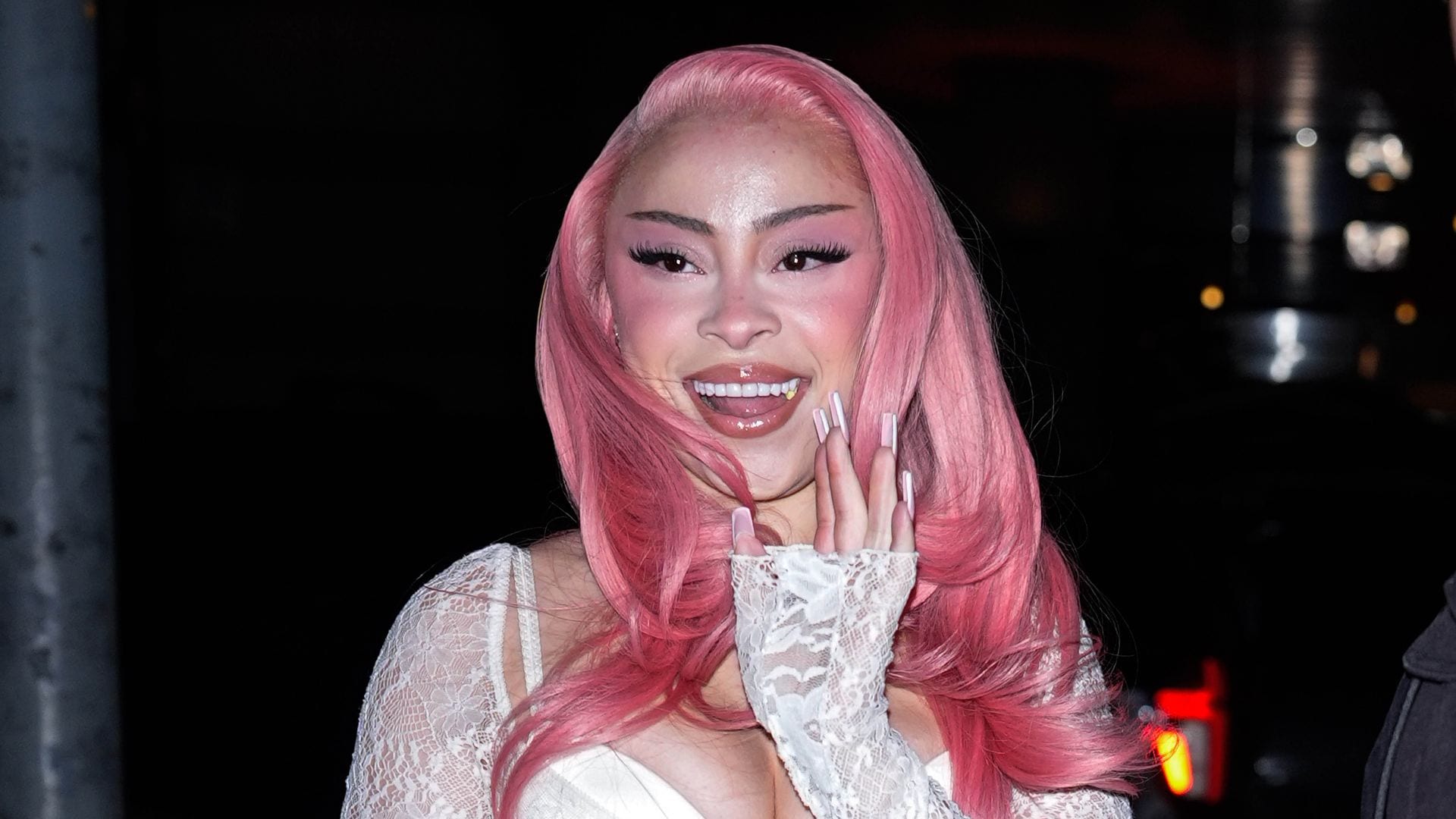 Taylor Swift's BFF Ice Spice wears a bold and lacy see-through dress