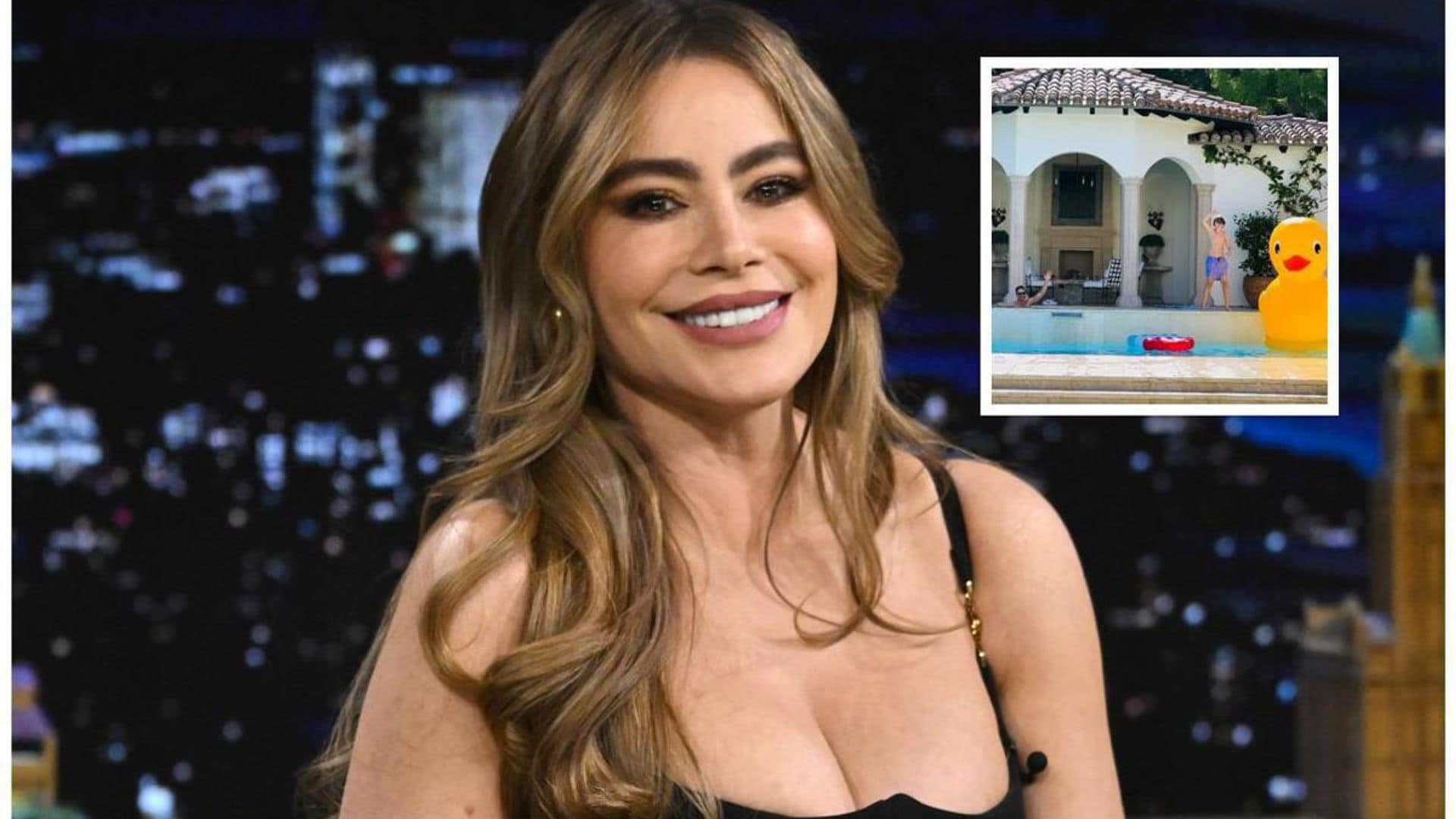 Sofía Vergara enjoys a day at the pool with her boyfriend Justin Saliman