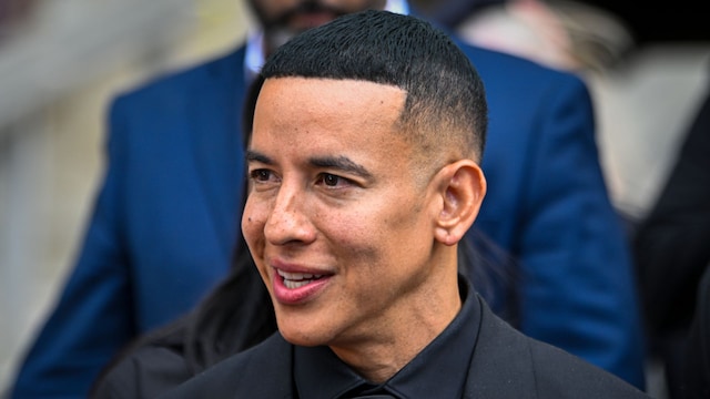 Daddy Yankee speaks to the media as he leaves the Puerto Rico Judicial Center