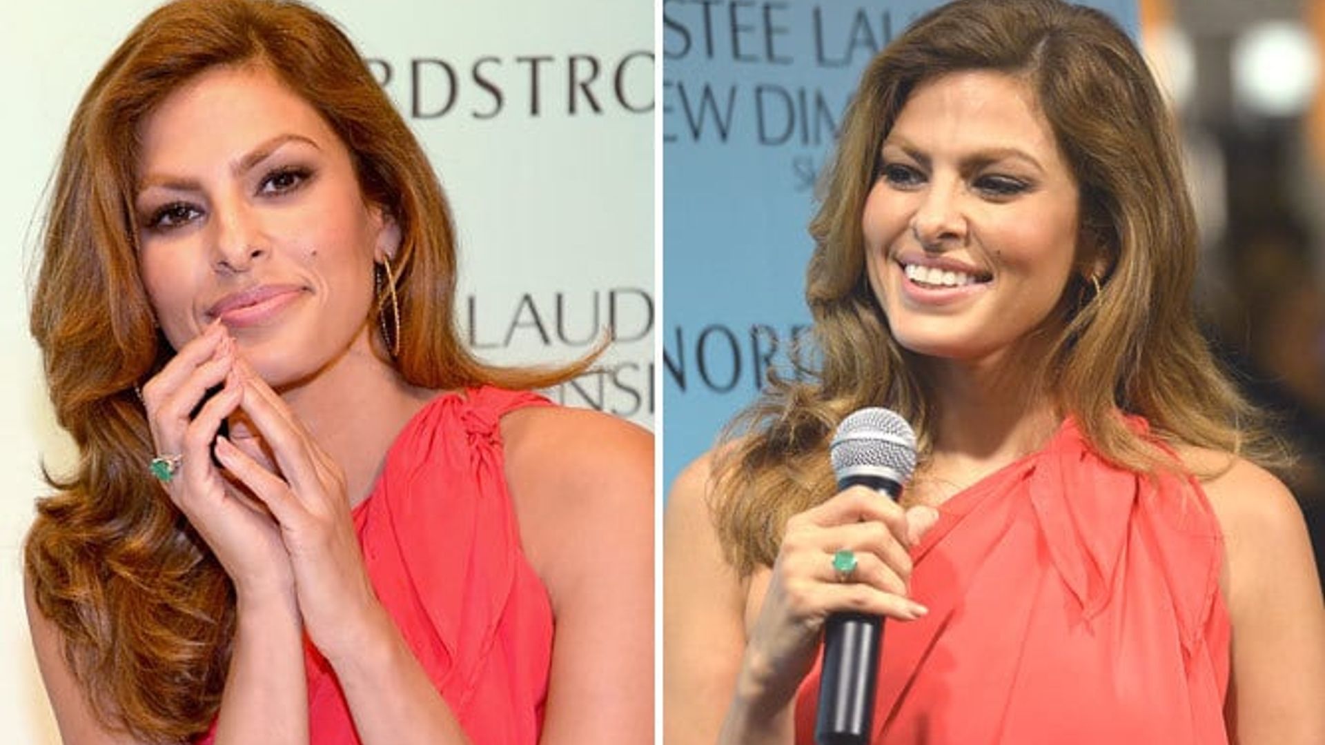 Eva Mendes continues to wear giant emerald ring while promoting projects