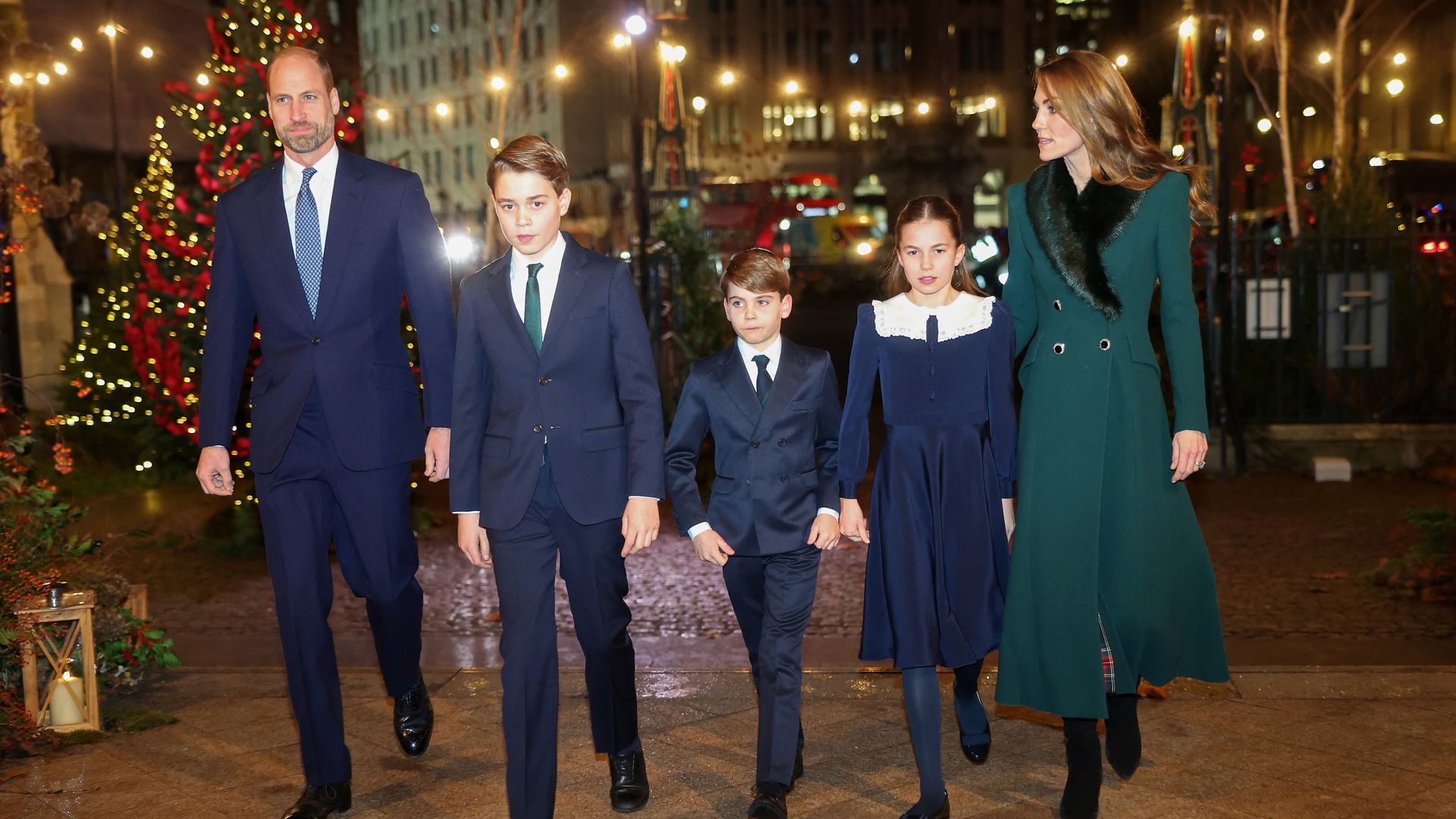 The Wales family reunites: George, Charlotte and Louis join Kate and William at Christmas carol service