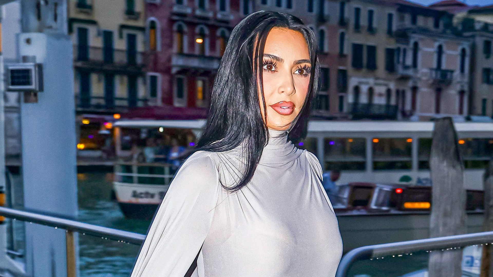 
Kim Kardashian is seen arriving at Diane von Furstenberg Award at Teatro Goldoni during the 82nd Venice International Film Festival.
